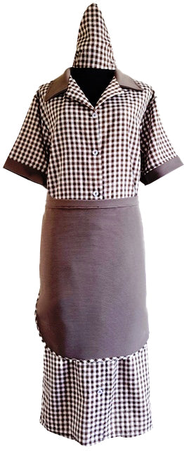 Miss S Domestic Uniforms 3pc Check Brown & White