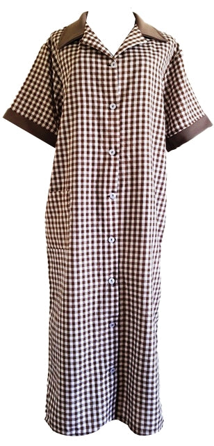 Miss S Domestic Uniforms 3pc Check Brown & White