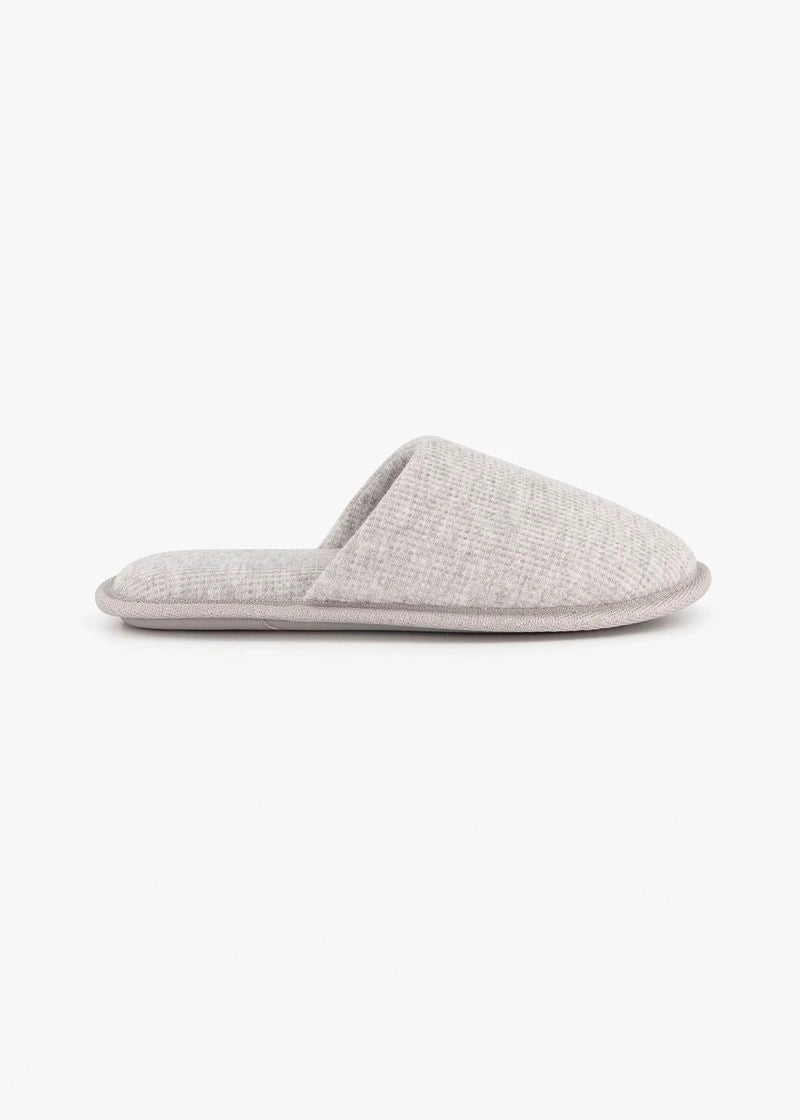 WOOLWORTHS Slippers Mule Waffle Stitch Grey Mélange