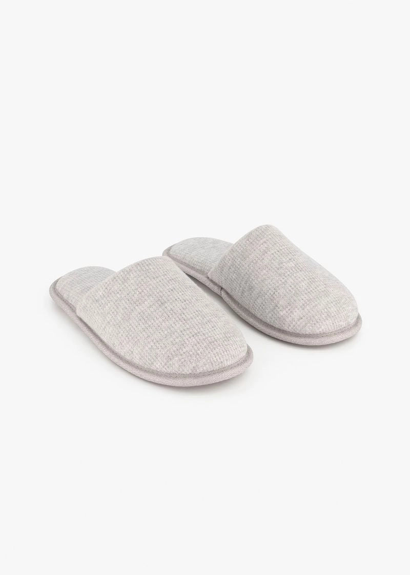 WOOLWORTHS Slippers Mule Waffle Stitch Grey Mélange