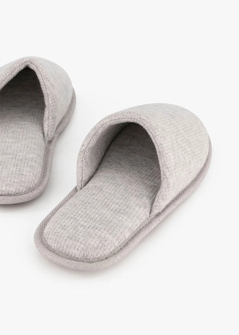 WOOLWORTHS Slippers Mule Waffle Stitch Grey Mélange