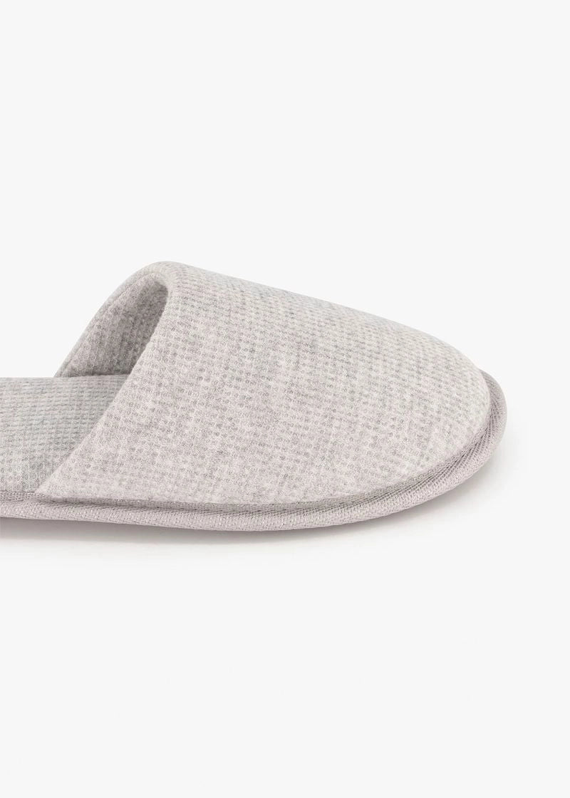 WOOLWORTHS Slippers Mule Waffle Stitch Grey Mélange