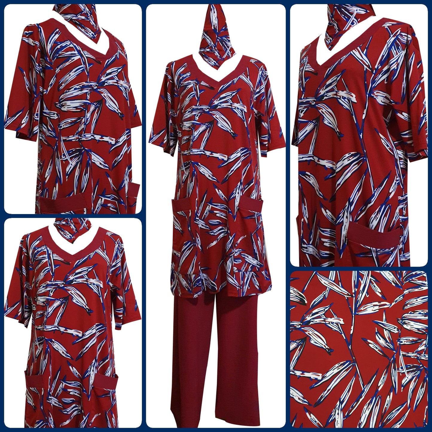 Miss S Domestic Uniforms 3pc Leaf Ruby Red White & Blue